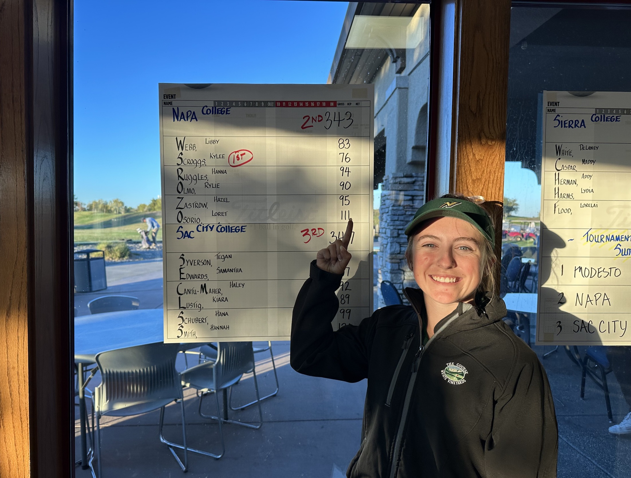 Napa Valley College&rsquo;s Kylee Scroggs was the low individual medalist, with a 76, at a Big 8 Conference tournament at Wildhorse Golf Club, in Davis, last fall.

Courtesy photo